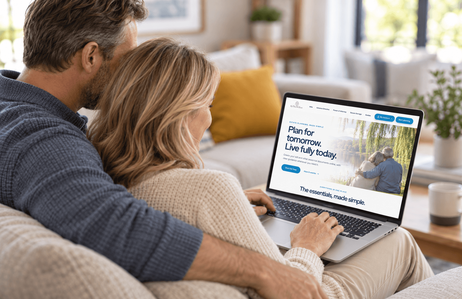 A woman creating her Advance Directive online from home